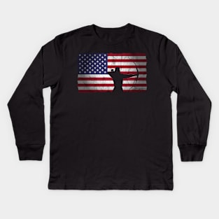 Archery US Flag Proud American Archer Bow Gift Kids Long Sleeve T-Shirt